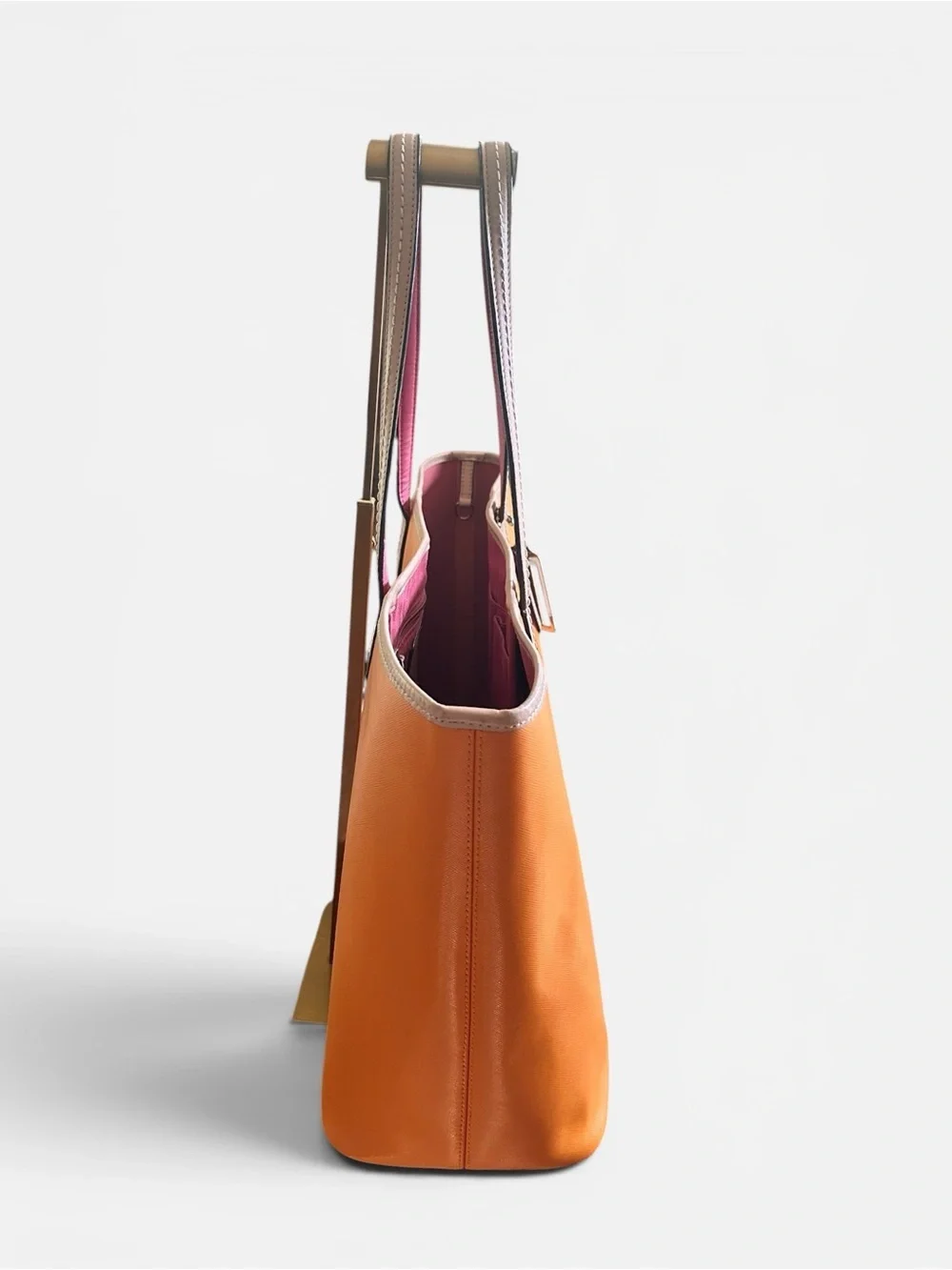 ✨ Coach Orange Crossgrain Leather Tote Pink Interior w/ Dust Bag EUC